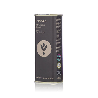 Ypač tyro alyvuogių aliejaus Ladolea Megaritiki skardinės šonas